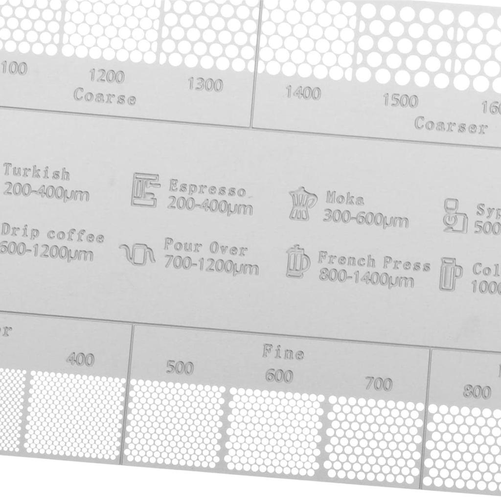 Nerezová ocel Kávová zrnka Referenční karta Kovové pravítko velikosti mletí kávy Profesionální příslušenství pro mlýnek na kávová zrna