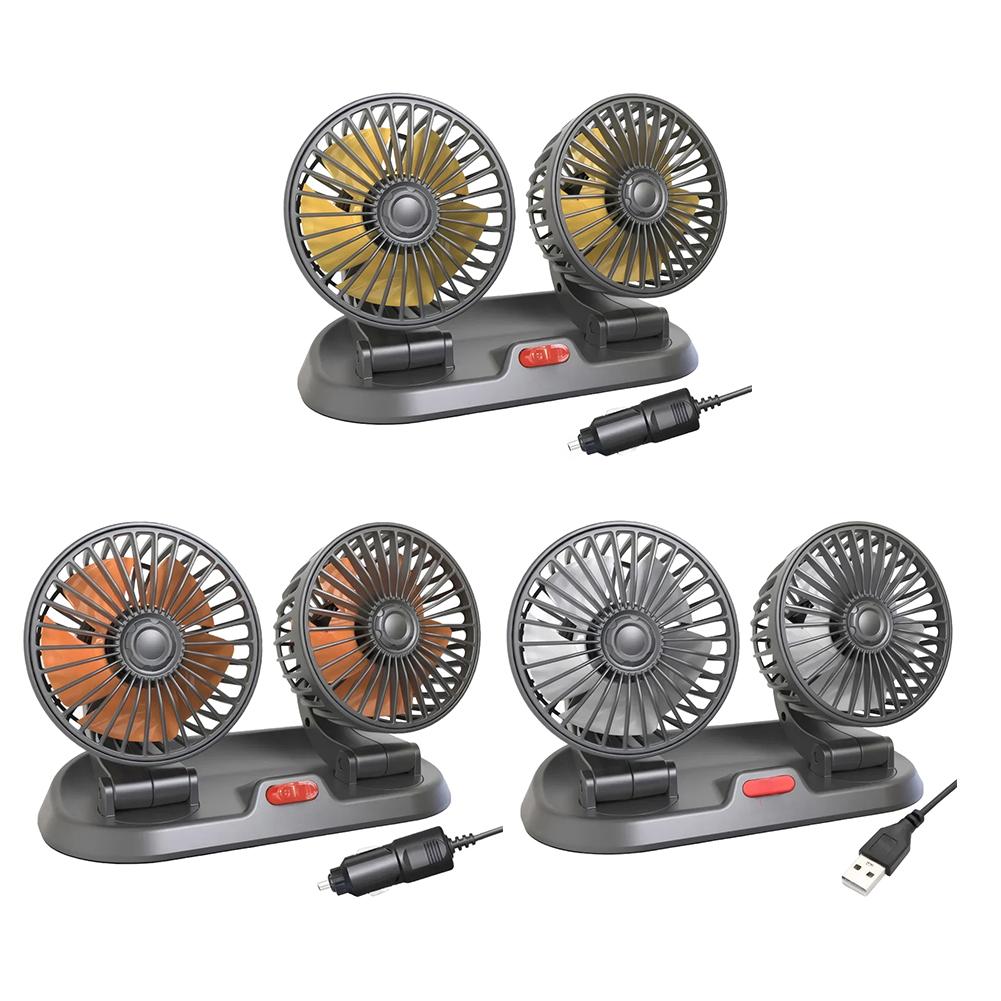 Adjustable Dual Head Car Fan Cooling Air Fan Automobile Vehicle Fan for Car Truck SUV RV