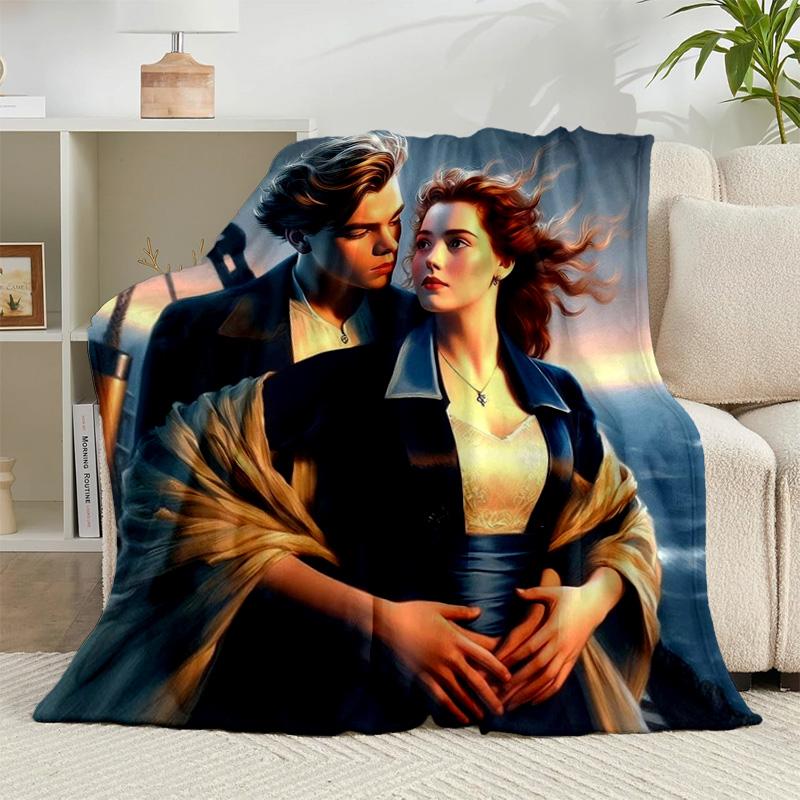 1PC Love On The Tita-nic Flannel Blanket Gift, Suitable for Both Men And Women, Soft Ideal for Beds And Sofa, Birthday Or Christmas Gift