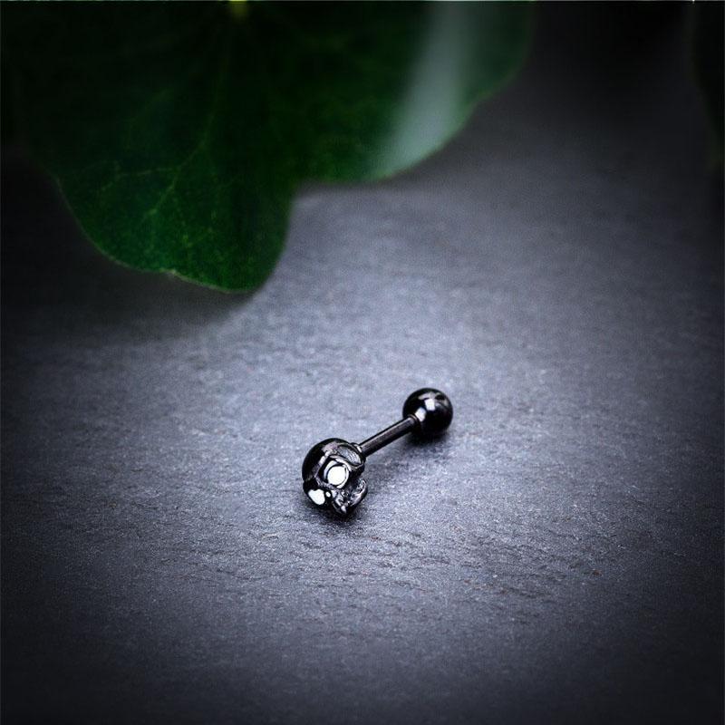 Classic Design Punk Skull Mini Earrings Stainless Steel Trendy Simple Geometric Stud Ear Jewelry Party Gifts For Women Men