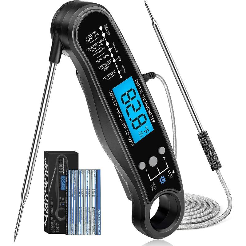 Kitchen Digital Food Thermometer 2 Probes with Bright Backlight for BBQ Grilling Oven Accurate Cooking