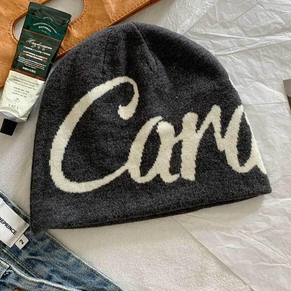 Fashion Letter Knitting Cap Hat Fiber Y2k Jacquard Knitted Hat Keep warm Cold Cap Outdoor