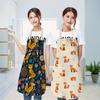 1Pcs Cute Fox Cat Pattern Apron, Waterproof Oil-proof Cotton Linen for Women Men Kids Kitchen