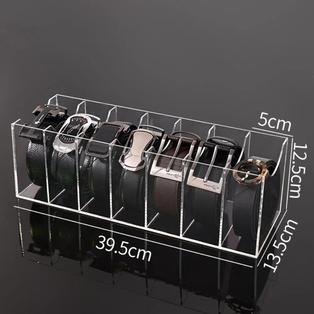 New 3/5/7 Grid Belt Storage Holder Transparent Acrylic Display Case With Dividers Multi-grid Storage Boxes