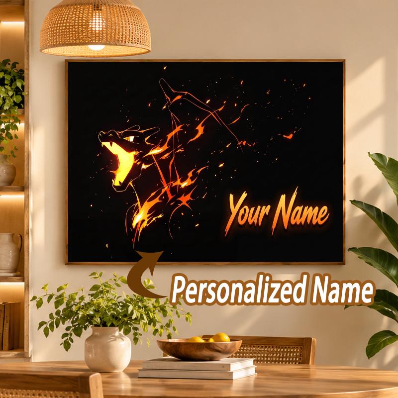 Charizard Custom Name Diamond Painting Personalized 5D Full Drill DIY Diamond Art Home Decor