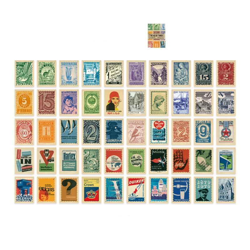 50pcs Vintage Plant Stickers Junk Journal Retro Newspaper Stamp Ticket Stickers Label DIY Diary Album Scrapbooking Material