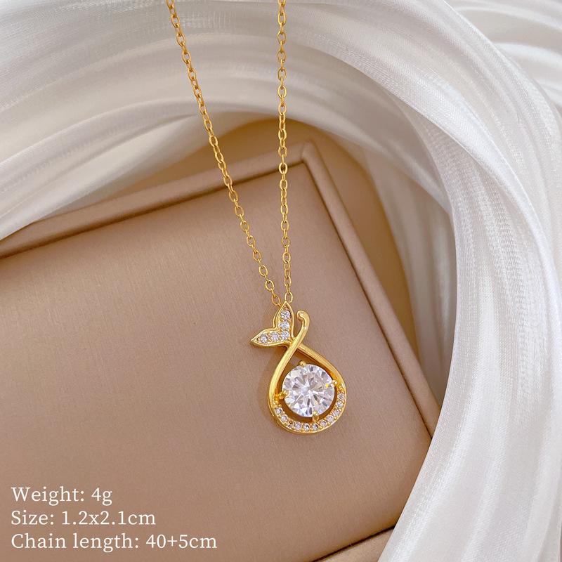 Multi-Element Style Copper Micro-Inlaid Necklace Combination Female Real Gold Electroplated Exquisite Collarbone Chain