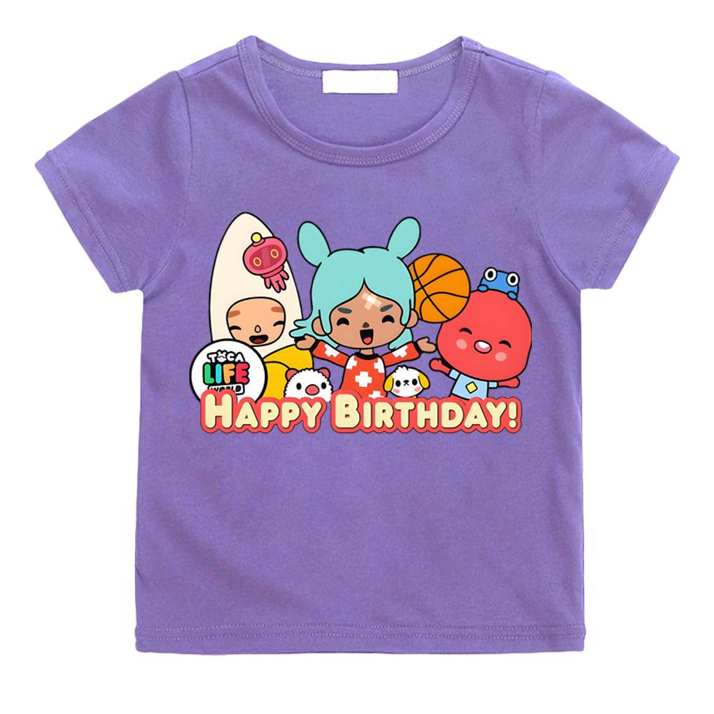 Toca Boca World Kawaii Cotton T-shirts Short Sleeve Boys Girls Children T Shirt Graphic Printing Clothes