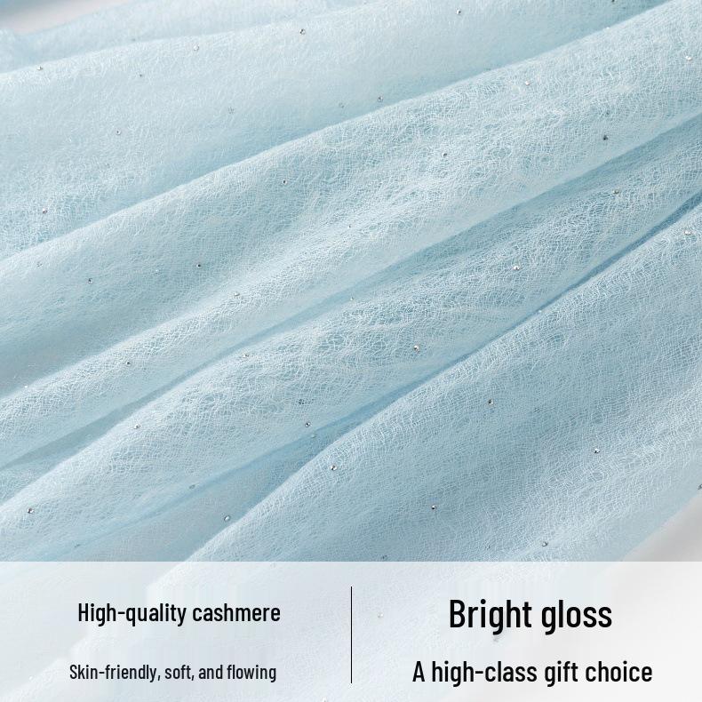 100% Cashmere Gradient Square Scarf - Elegant & Lightweight for Spring & Autumn