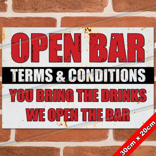 

OPEN BAR cm Metal Signs Man Cave Shed Bar Pub Garage Gift Funny Tin Sign UKAluminum 20x30cm（7.8x11.8inch）