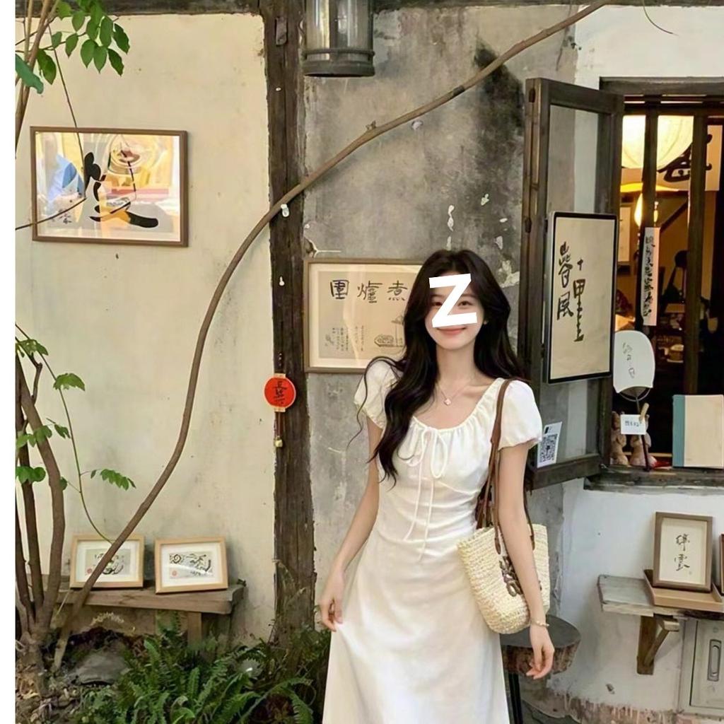 Summer waist temperament design senior sense gentle long dress French coffee break elegant jacquard short sleeve dress female tide