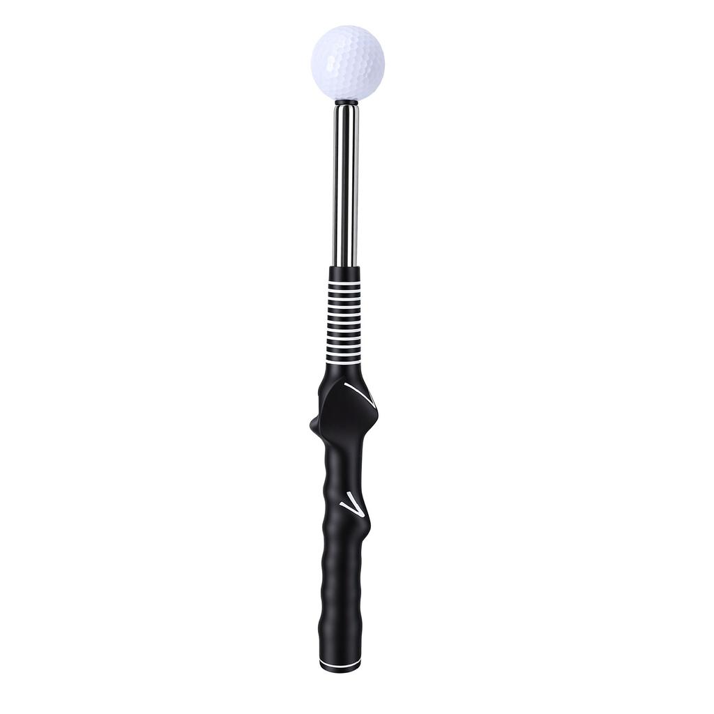 Swing Trainer Aid Right Hand Click Feedback Retractable Swing Trainer Practice Stick with Black Grip White Ball