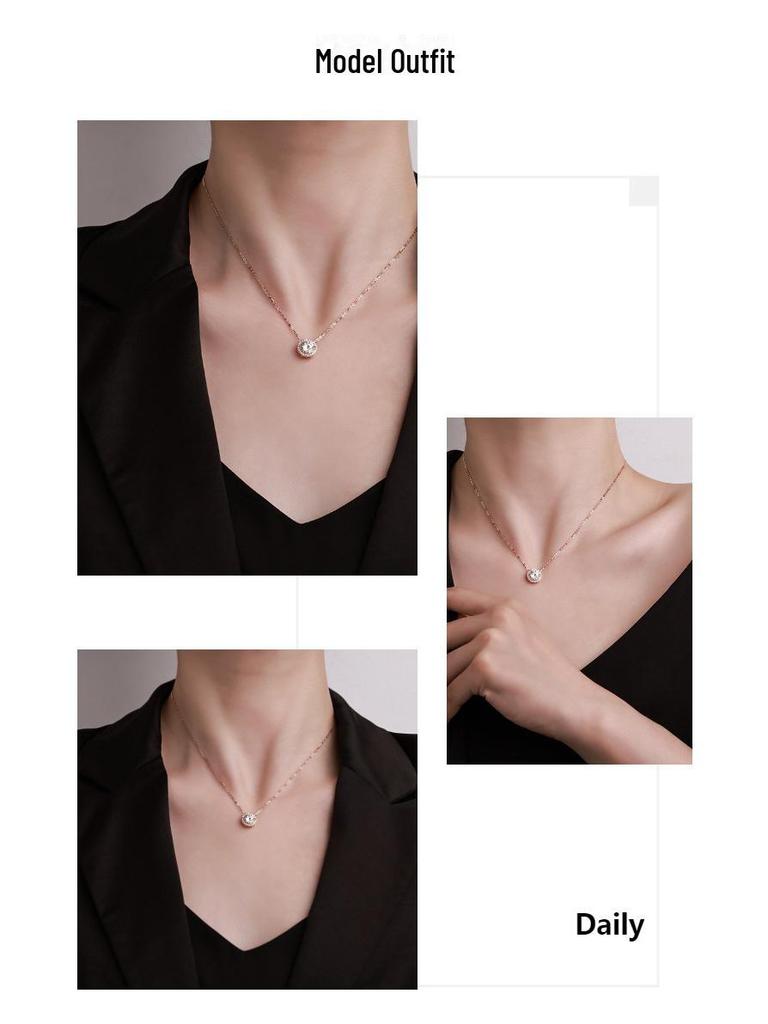 S925 Sterling Silver Moissanite Pendant: 2 Carat Diamond Clavicle Chain - Trendy Luxury Round Bag Design for Women