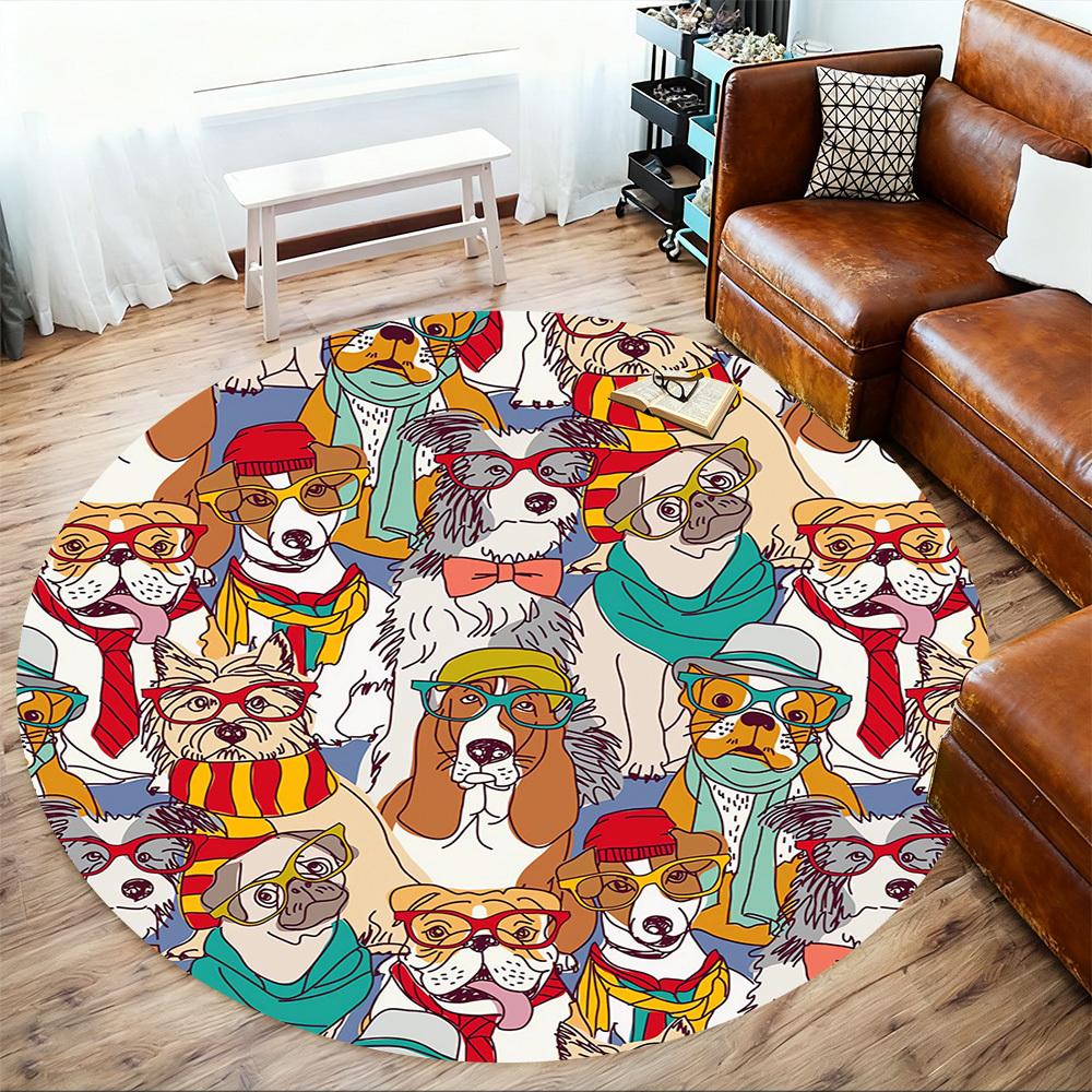 1pc dogs glasses Round Chair mat Area Rug - Non-Slip, Floor Mat for Office, Bedroom, and Indoor Decor c1118242