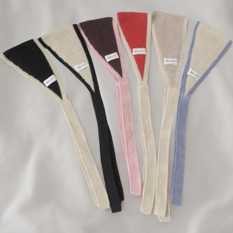 Damen Farbblock Strick Ohrenschützer Dreieck Winter Ohrenschützer