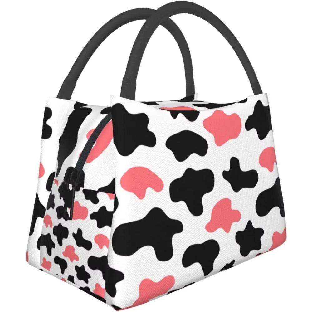 

Симпатичные сумки для ланча с принтом коровы, термобоксы для ланча, изолированные сумки для ланча для детей, девочек, взрослых, контейнеры-холодильники для работы 28x17x16CM серый