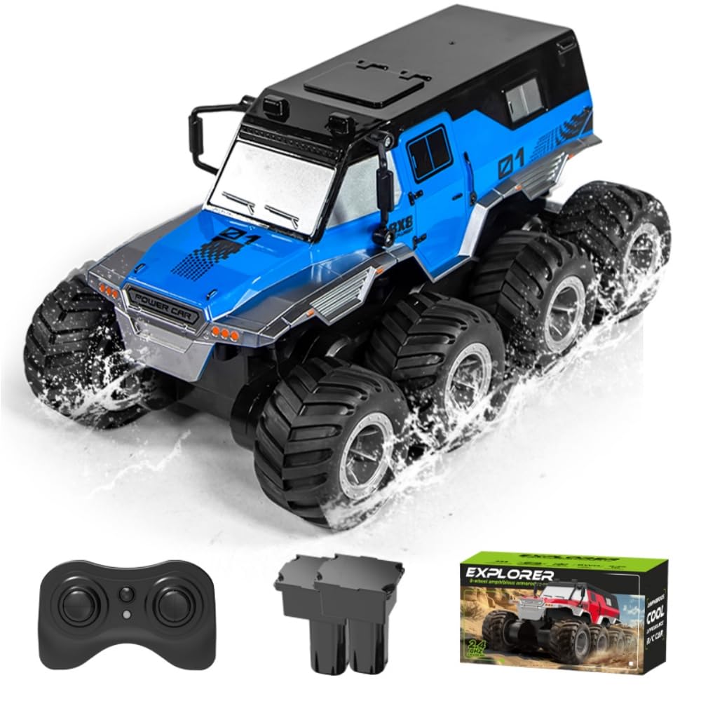 GOUYOSHI Amphibious Radio-Controlled Off-Road Car, Electric RC Car, Kids' Toy, 360-Degree Rotation, 8WD, Radio Law Compliant, 2.4GHz Remote Control,