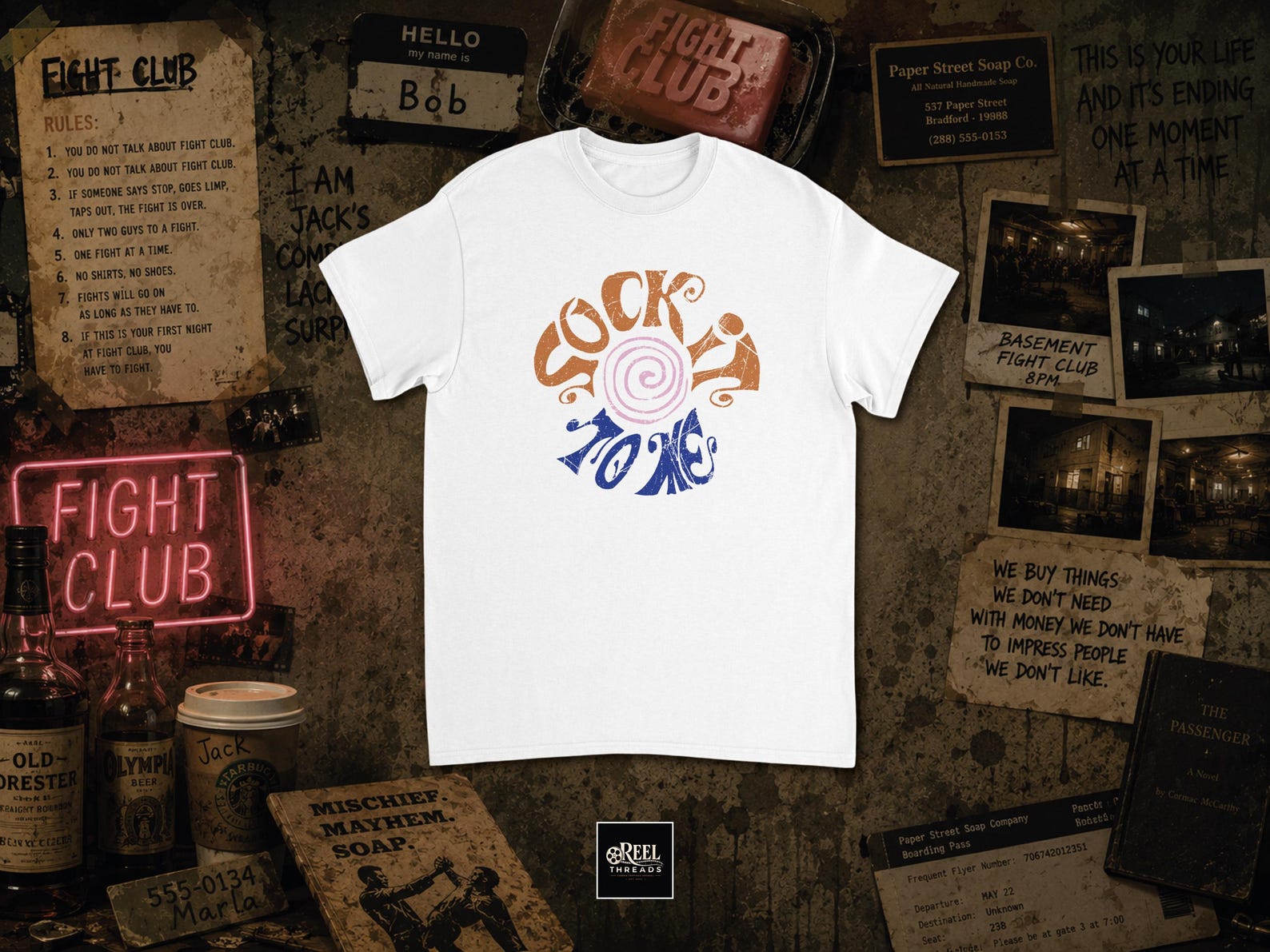 T shirt | Fight Club Sock It To Me T shirt | Fight Club | Brad Pitt tee | Fight Club T shirt | Tyler Durden Shirt | Vintage Inspired Tee S