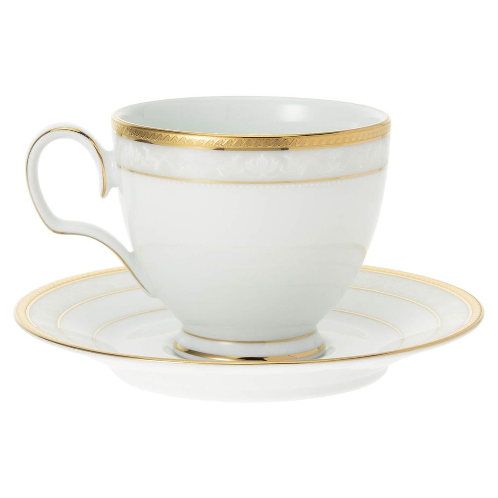 Noritake Cup Saucer 250cc Hampshire Gold Fine Porcelain & (Pair Set) (Coffee/Tea) (P91988/4335)