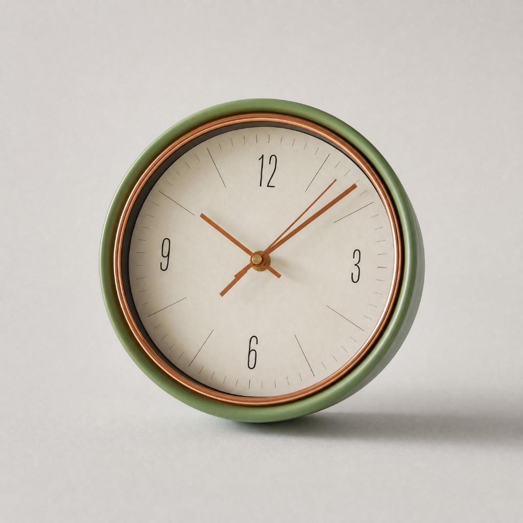 Round Analog Tabletop Clock Quiet 8Inch Desk EasytoRead Timepiece for Living Room,