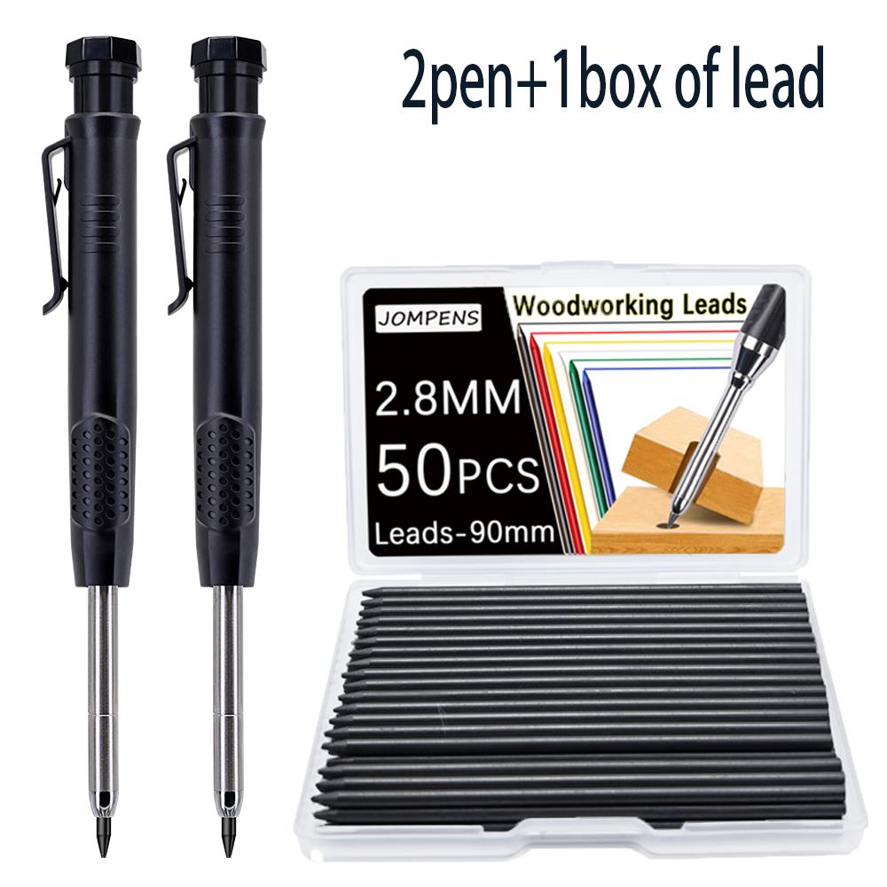 New 2.8mm Deep Hole Woodworking Marking Automatic Pencil Set With 50pcs Lead Refill, for Architectural Engineering Drawing Tools