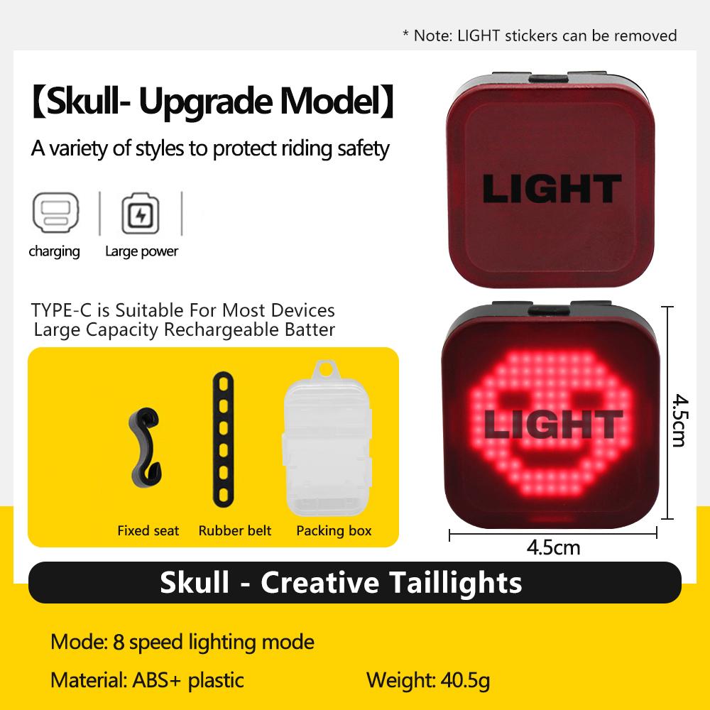 

Bicycle Tail Light MTB Road Bike Rear Lamp Type-C Rechargeable Waterproof Warning Taillight Cycling Back Light for Night Riding