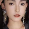 Rice Beaded Tassel Drop Earrings Korean Style Temperament Beaded Love Earrings Niche Design Long Rose Dangle Drop Earrings Lover