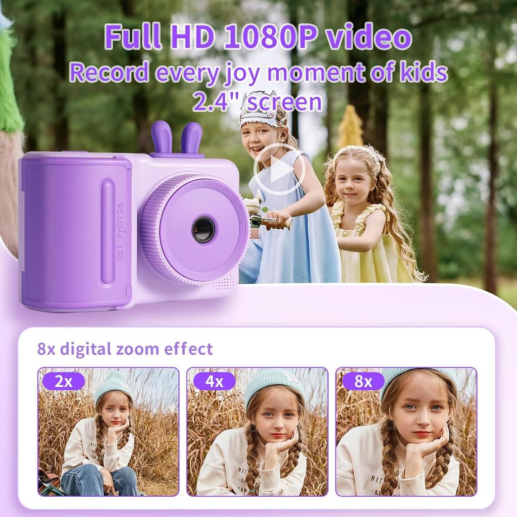 Kids Camera Instant Print Camera for Kids 1080P Toddler Camera That Print Photos Children Instant Cameras Toy for Girls Boys Age 3-12 Travel Kid