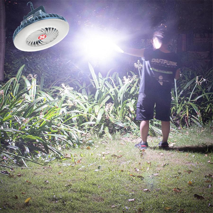 Multifunction Waterproof Rechargeable Fan Camping Light Outdoor Tent Lamp Fishing Hiking Fan Lamp Portable Emergency Night Light