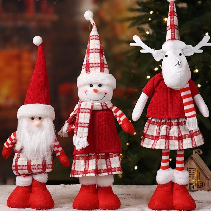 Elastic Holiday Decorations 3 Styles Expandable Santa Snowman Deer Christmas Parties Shelf Display
