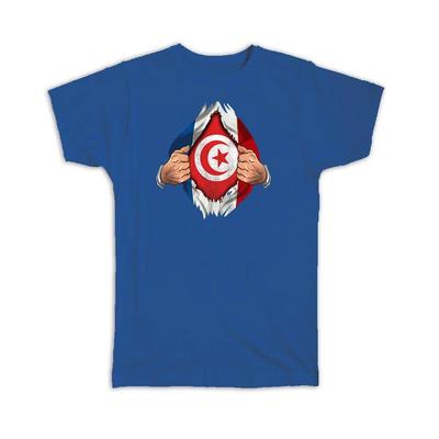Geschenk-T-Shirt : Tunesien Französische Flagge Brust Tunesisch