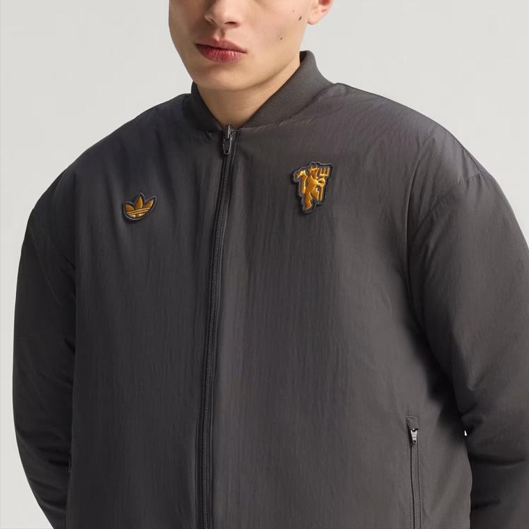 adidas Originální Manchester United Ikony Oboustranná Oversized Bombera Pánská Černá Zlatá JN2831