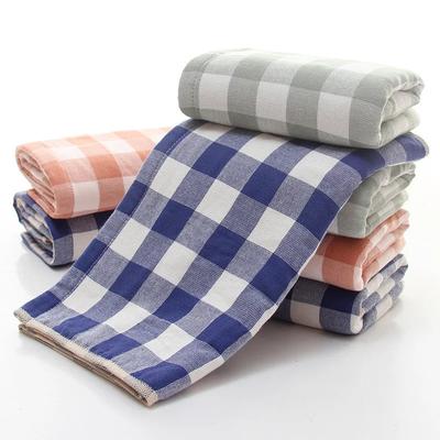 1 Stück 34x75cm 100% Baumwolle Gaze Karomuster Zuhause Weich Saugfähig Badezimmer Familie Männer Frauen Handtuch