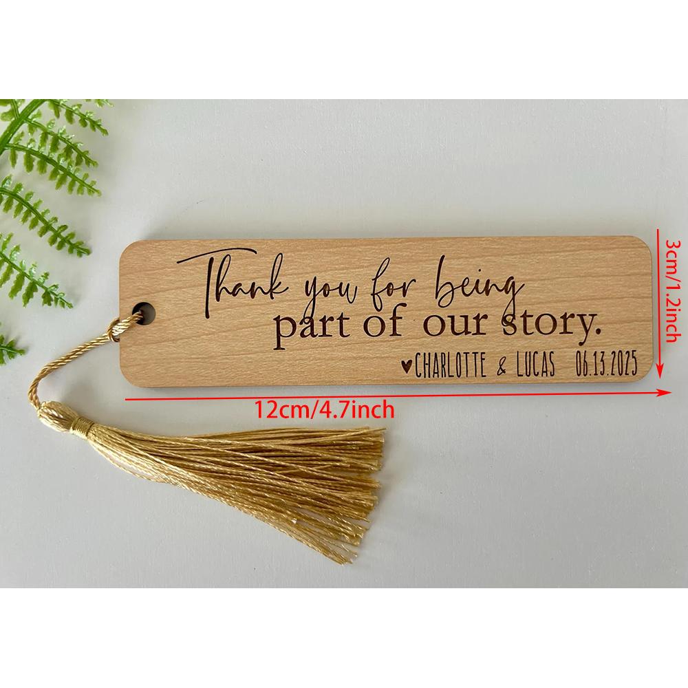 Personalized 6Pcs Wedding Favor Bookmark Rustic Engraved Maple Wood with Tassel Bachelorette Party Bridesmaid Bridal Shower gift