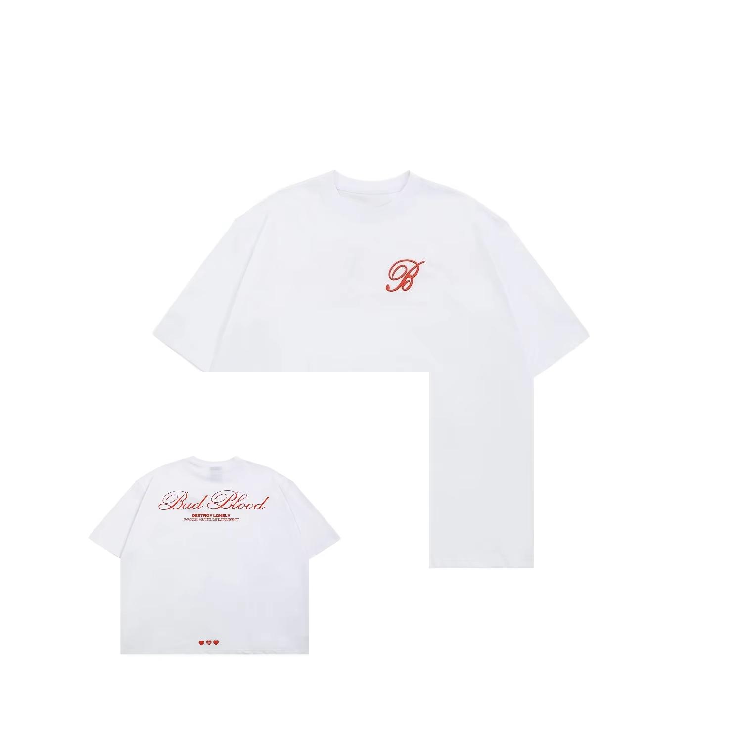 

Корейская футболка Badblood с вышивкой и принтом букв, свободная, повседневная, унисекс, с коротким рукавом, нишевый бренд корейской уличной одежды S