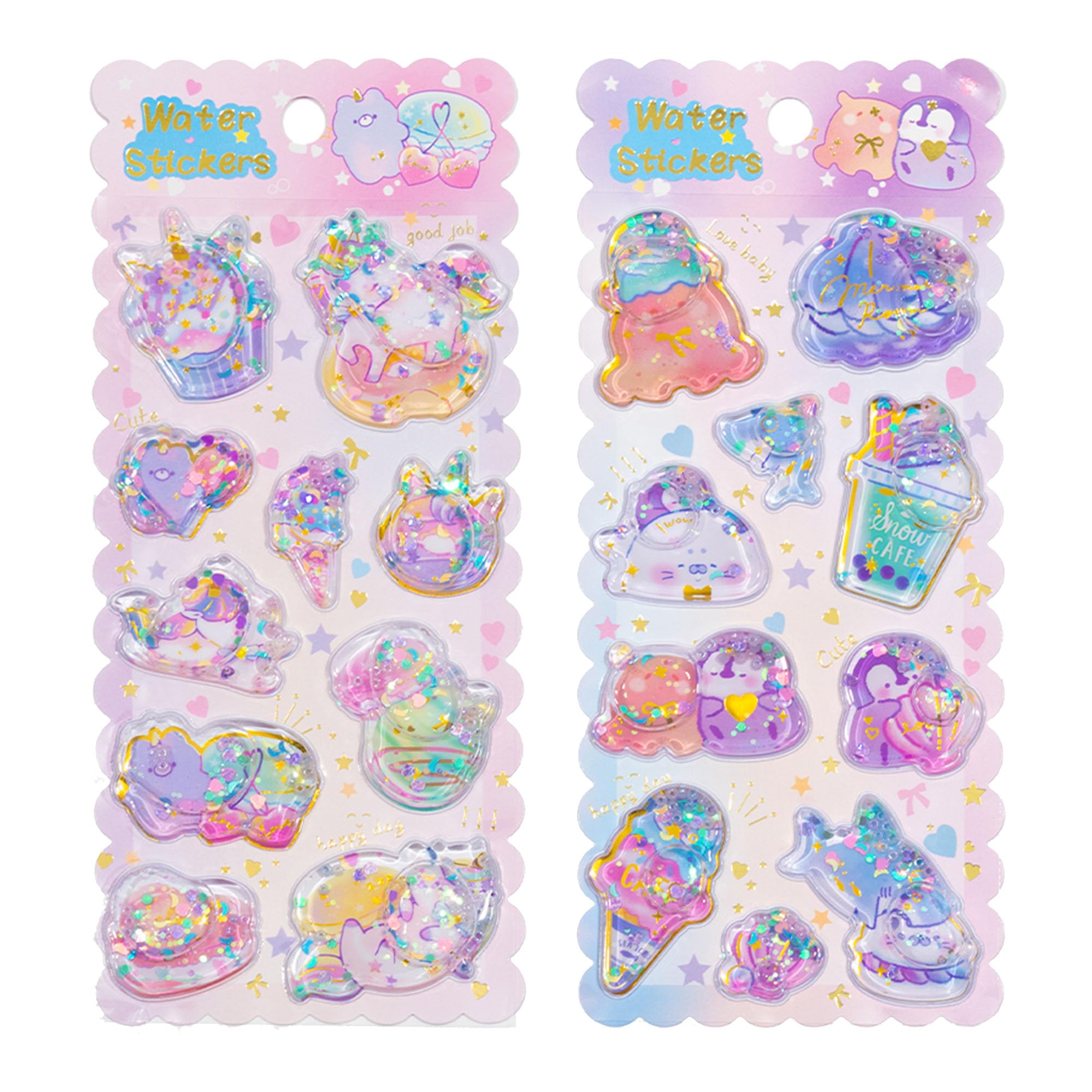 

REYLNXR Water-Inclusive Seal 3D Embossed Water Stickers 2 Sheets Notebook Decoration DIY Creative Fashion Unique Cute Gift Set 7