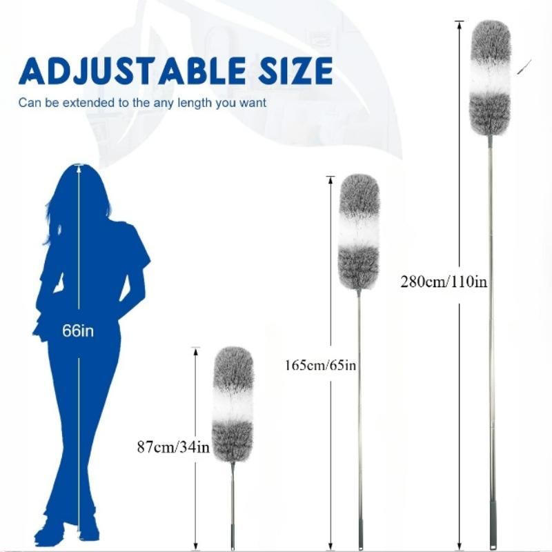 2.8M Duster Brush Microfiber Duster Extendable Curved Ceiling Cleaning Broom Household Electrostatic Dust Collector