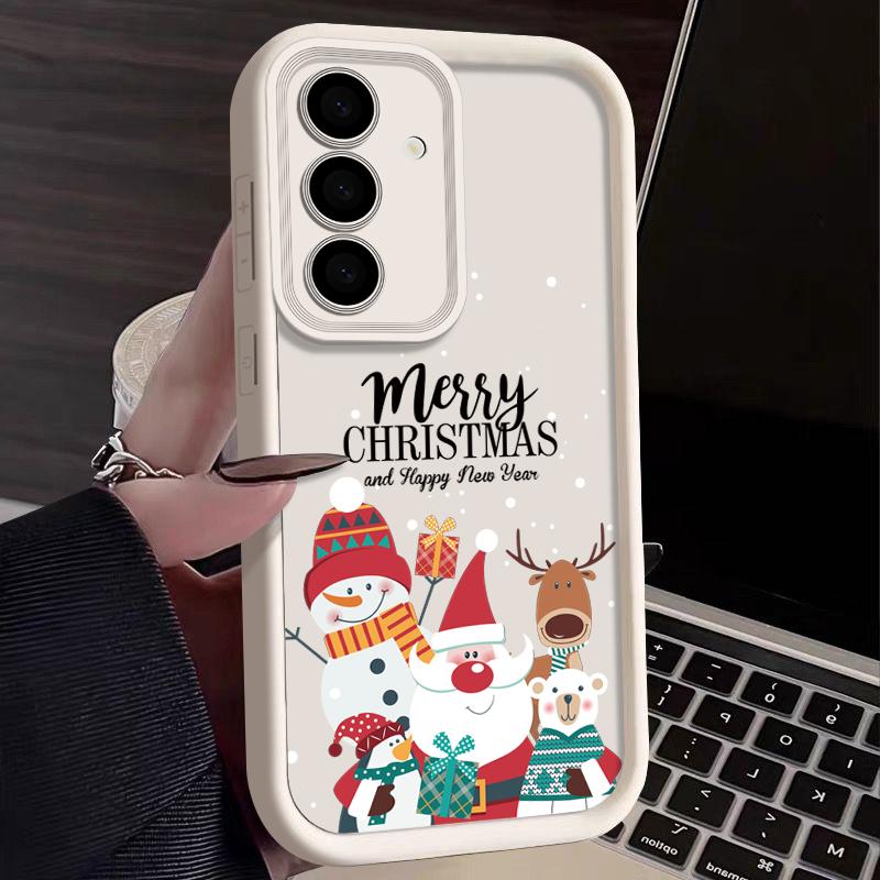 Santa Claus Snowman Print Phone Case For Samsung S24 Ultra S23 S22 S21 Plus S20 FE A55 A35 A54 A53 A52 A34 A14 Christmas Shockproof Soft Phone Cover