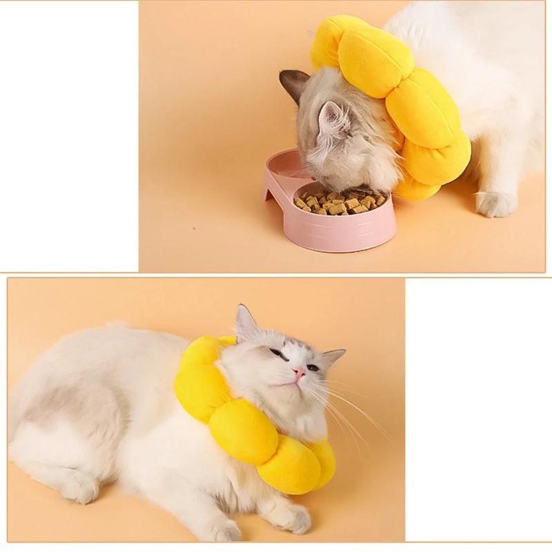 Adjustable Pet Recovery Collar Cute Solar Flower Cat Neck Cone After Surgery Costume Suitable For Pet Protection Collar Clothing