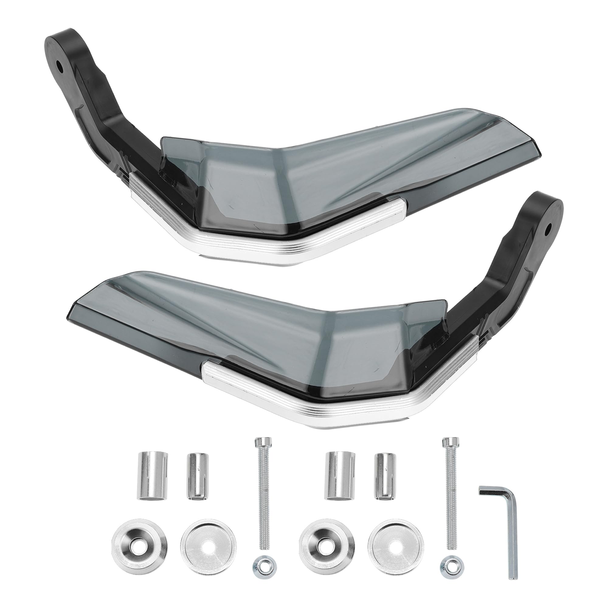 RATCHROLL Motorcycle Handguards/Knuckle Guards, CNC Aluminum Alloy/ABS, Cold Protection, Windproof, Rainproof Protector, 1 Set, Universal, Silver Tone