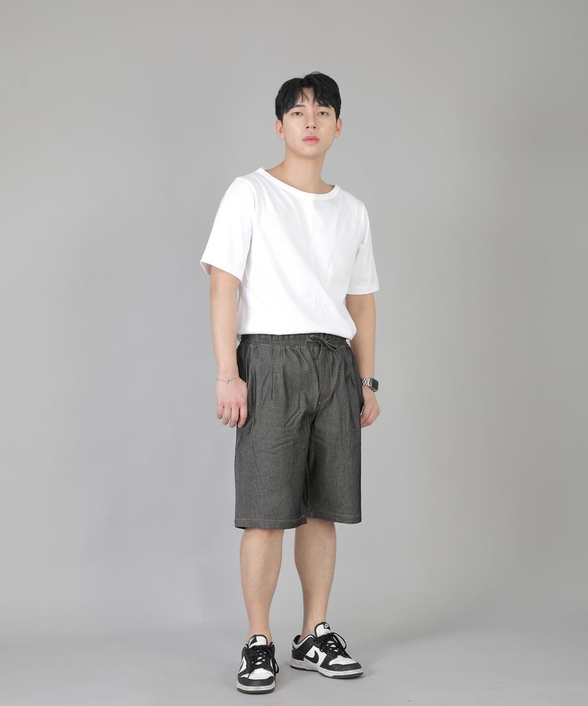Seinteukeulu Pintuck Shorts Eps-350 Gray Black Denim
