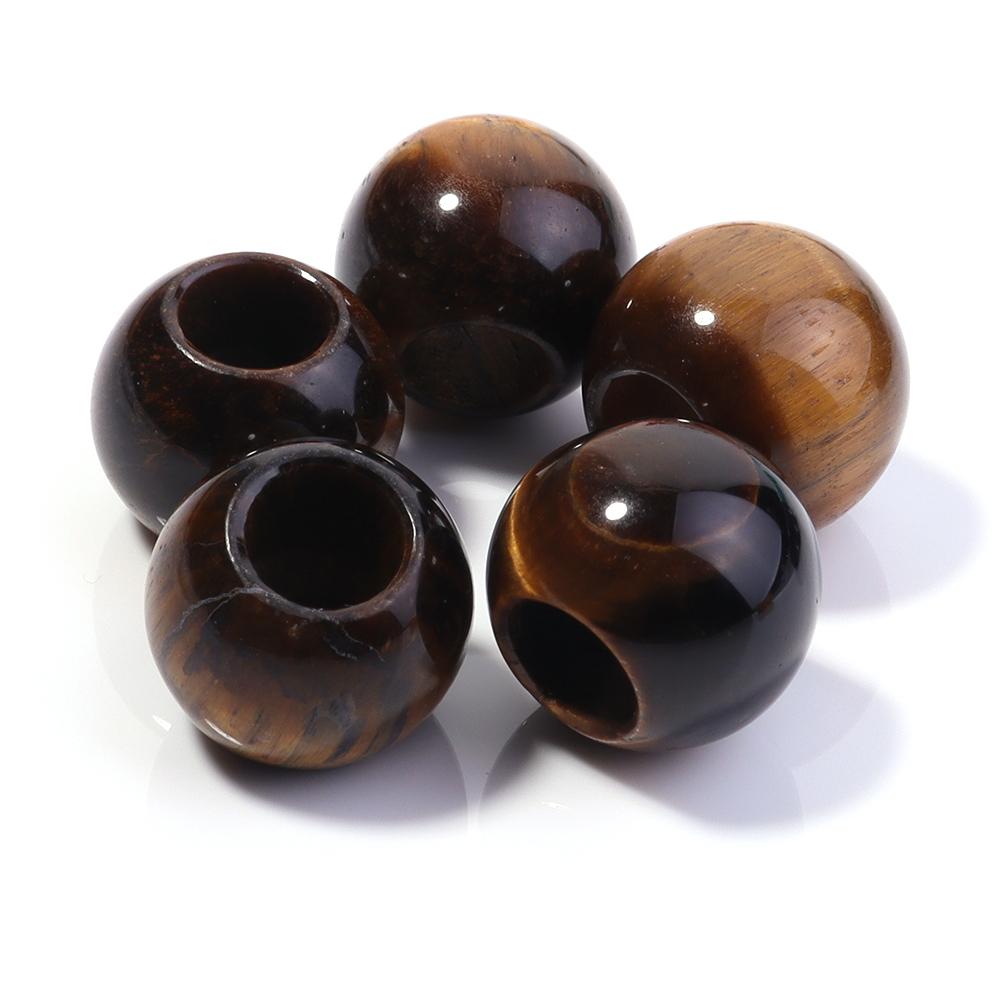 5pcs/lot Natural Stone Big Hole Beads Agate Jade Tiger Eye Turquoise Loose Beads For DIY Handmade Bracelet Earrings Accessories