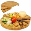 Rotating Bamboo Cheese Board Set with Knives and Forks