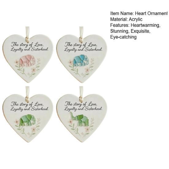 Elephant Friendship Heart Ornament Acrylic Heart-Shaped Sea Glass Friendship Decor Sea Glass Art Christmas Ornaments Gifts for Best Friends