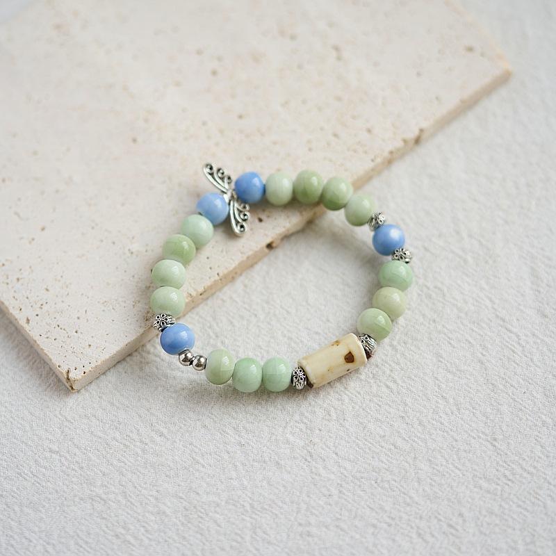 Literary Bracelet Maillard Color Jingdezhen Ceramic Bracelet Female Gift Student National Style Creative National Style Accessories