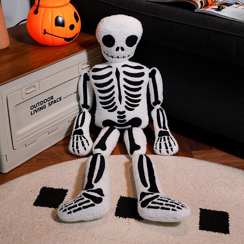 White Skull Hugging Pillow Plush - Halloween Gag Gift