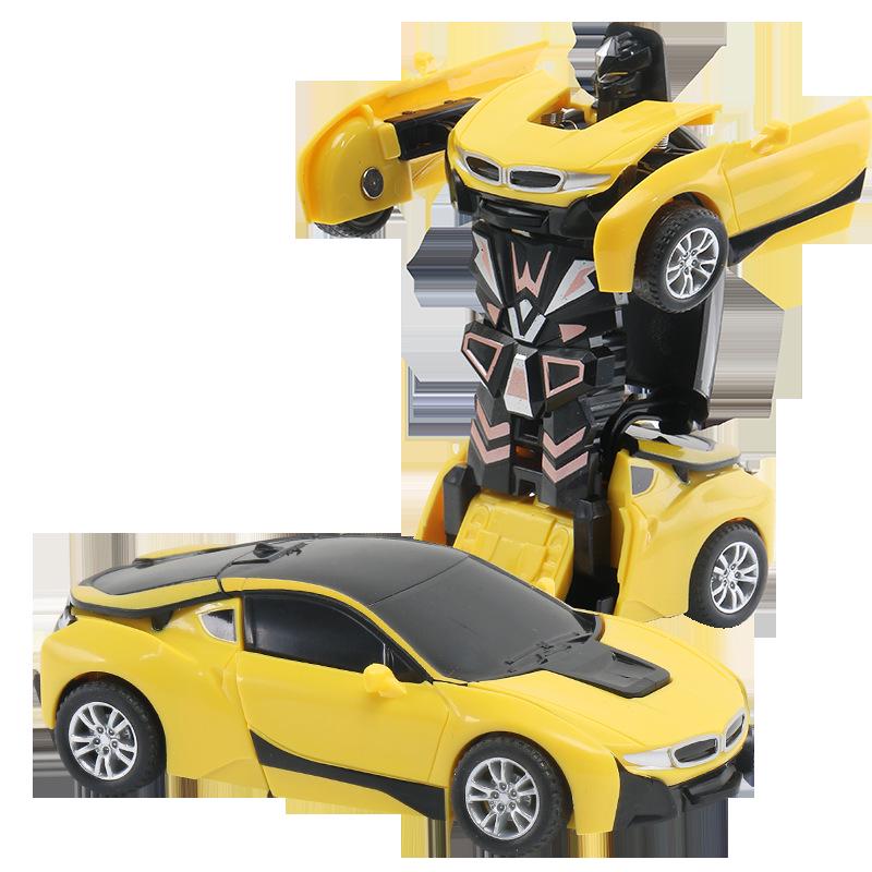 One-Key Transforming Bugatti Pull-Back Car Robot Toy