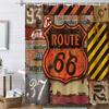 American Road Sign Highway Shower Curtain For Bathroom Decorative Shower Curtain, Retro With 12 Hooks 180X180Cm