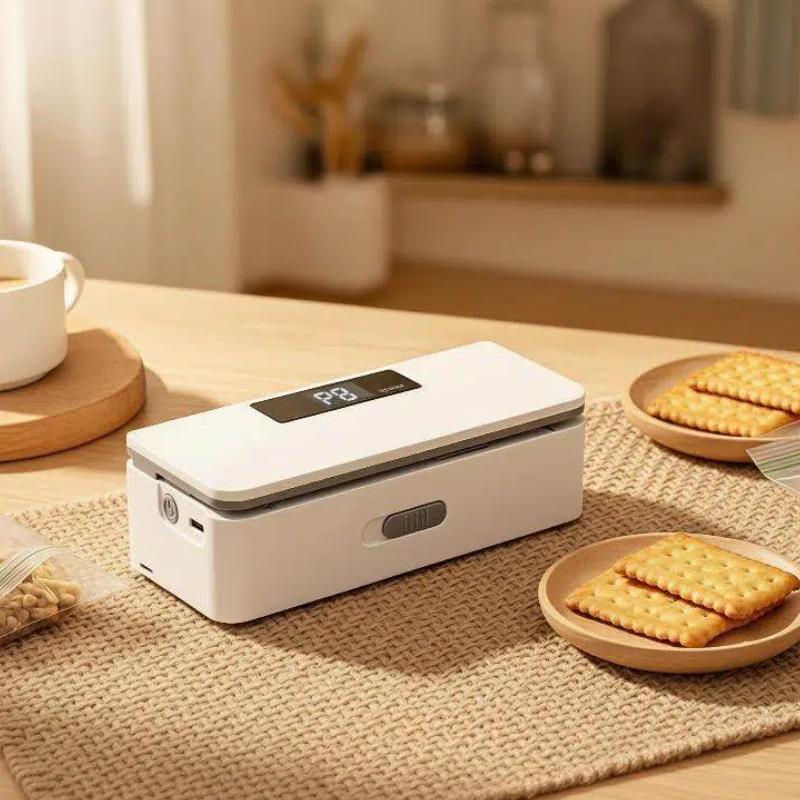 1 Set Package Sealing Machine 2 In 1 Portable Mini Plastic Bag Heat Sealer With Power Digital Screen Display