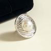 Vintage Gold Color Imitation Pearl Flower Open Rings For Women Exaggerated Metal Irregular Geometric Finger Rings Jewelry